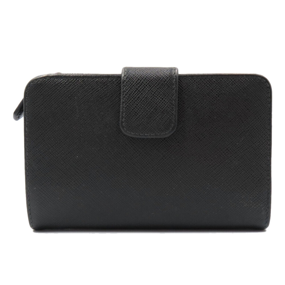 Prada Leather fold Wallet Bi Saffiano Black